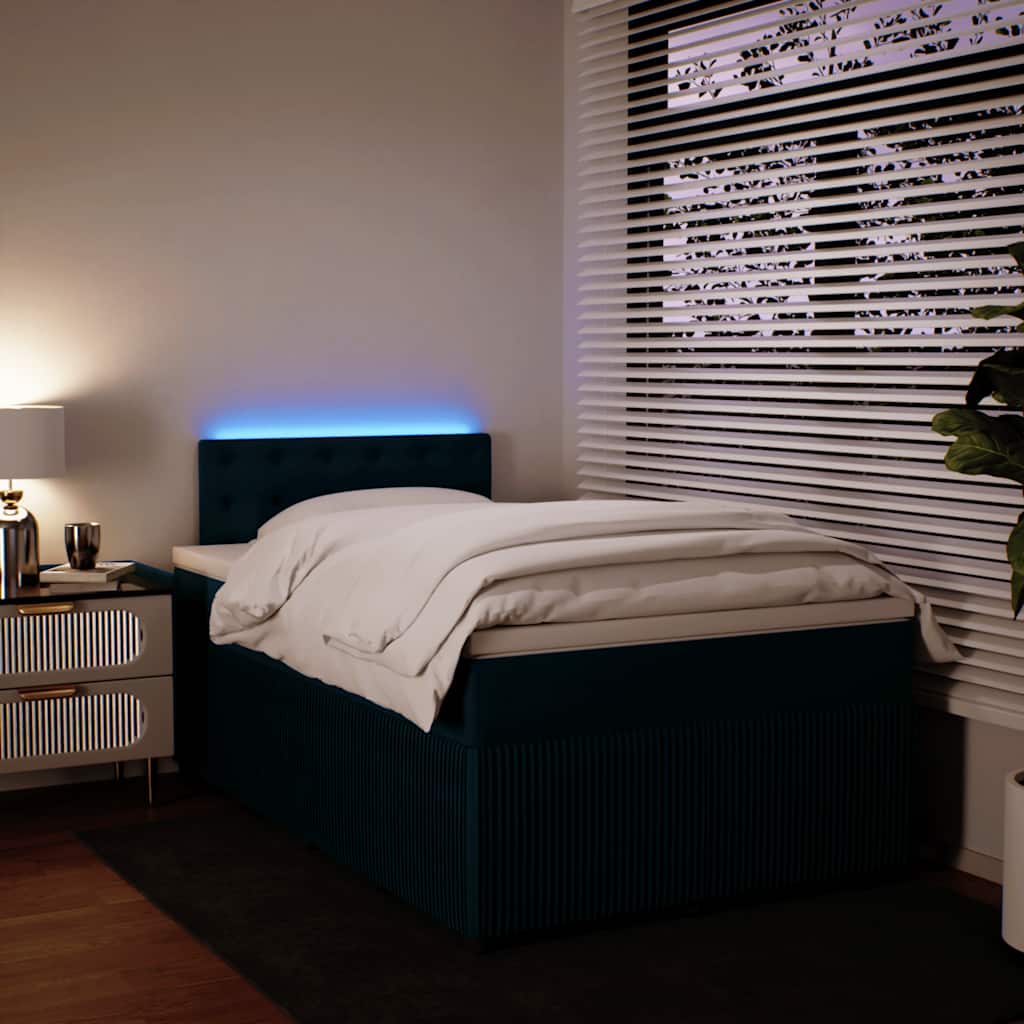 Boxspring met matras fluweel blauw 120x190 cm is nu te koop bij PeponiXL, paradijselijk wonen!