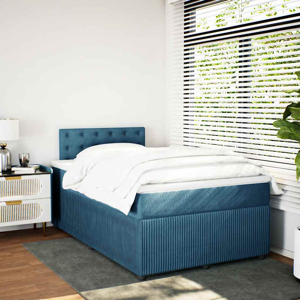 Boxspring met matras fluweel blauw 120x190 cm is nu te koop bij PeponiXL, paradijselijk wonen!