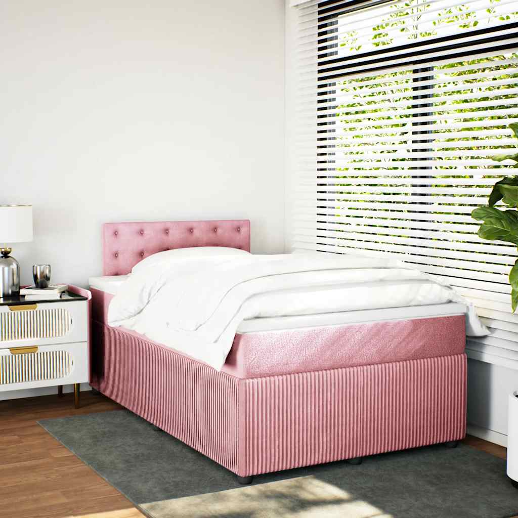 Boxspring met matras fluweel roze 120x190 cm is nu te koop bij PeponiXL, paradijselijk wonen!