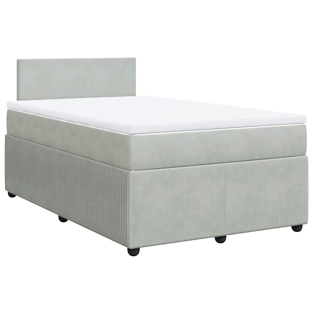 Boxspring met matras fluweel lichtgrijs 120x200 cm is nu te koop bij PeponiXL, paradijselijk wonen!