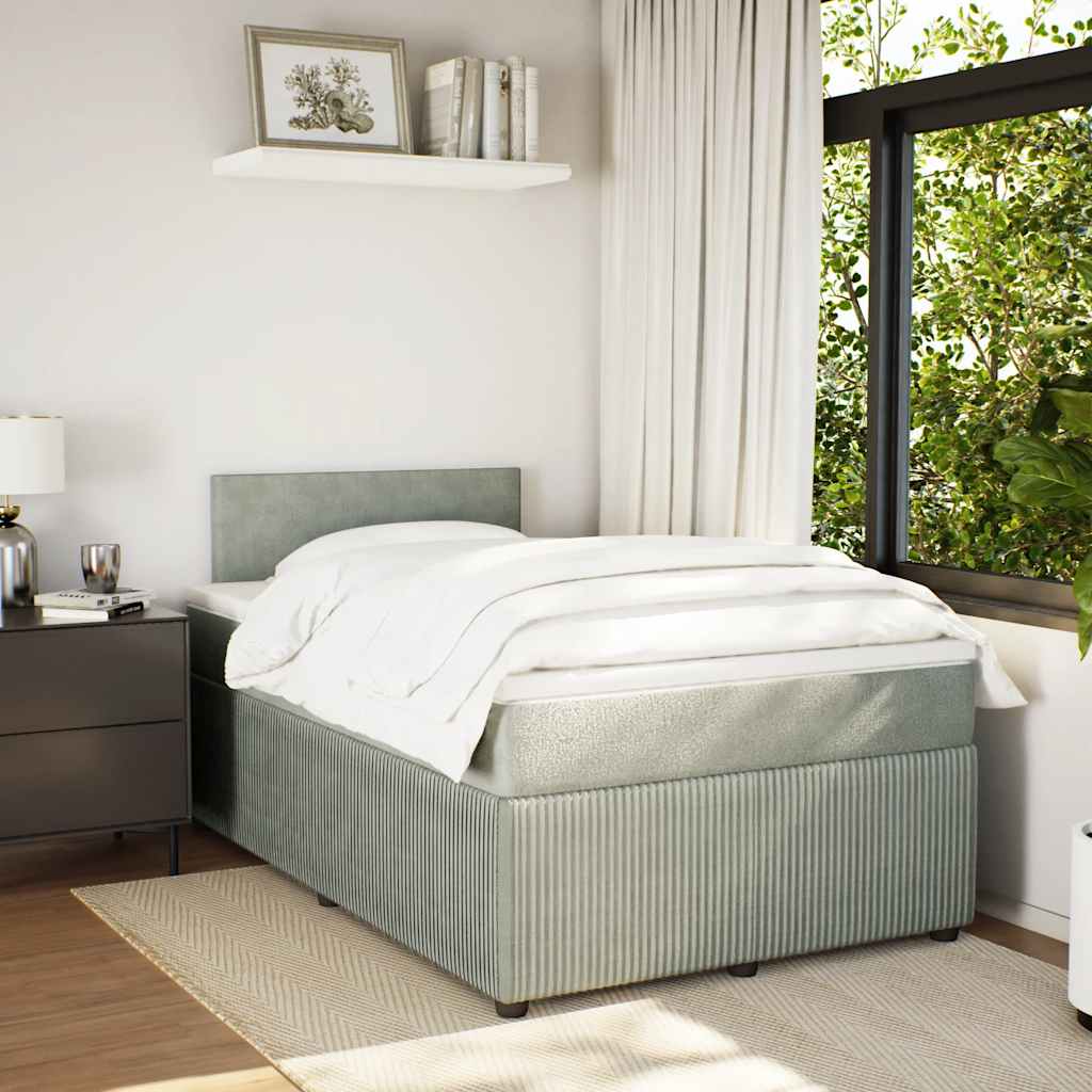 Boxspring met matras fluweel lichtgrijs 120x200 cm is nu te koop bij PeponiXL, paradijselijk wonen!