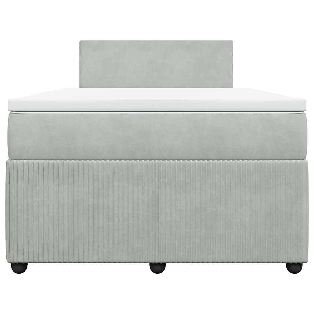 Boxspring met matras fluweel lichtgrijs 120x200 cm is nu te koop bij PeponiXL, paradijselijk wonen!