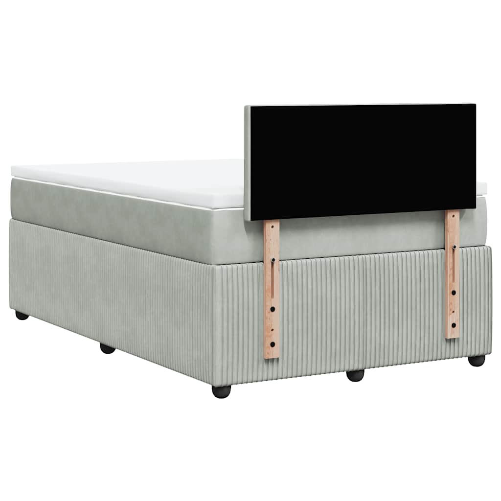 Boxspring met matras fluweel lichtgrijs 120x200 cm is nu te koop bij PeponiXL, paradijselijk wonen!