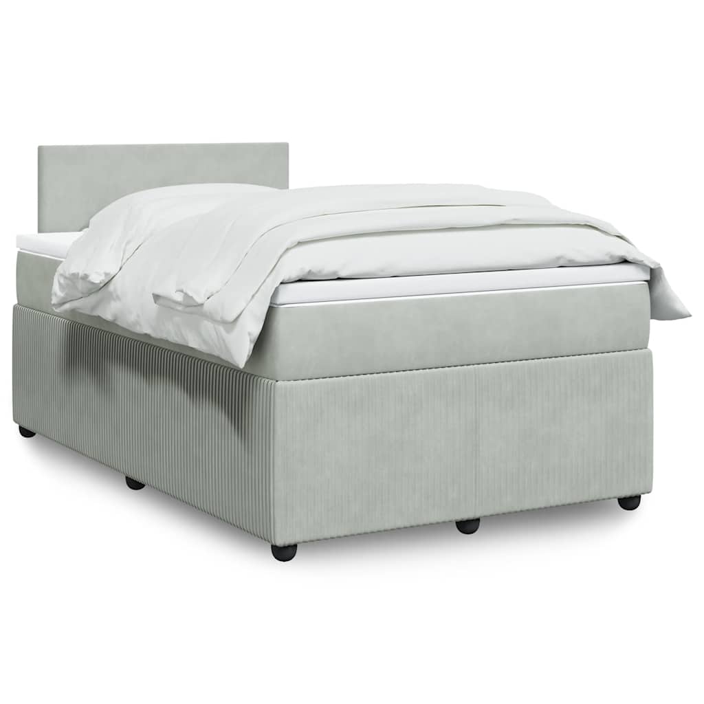 Boxspring met matras fluweel lichtgrijs 120x200 cm is nu te koop bij PeponiXL, paradijselijk wonen!