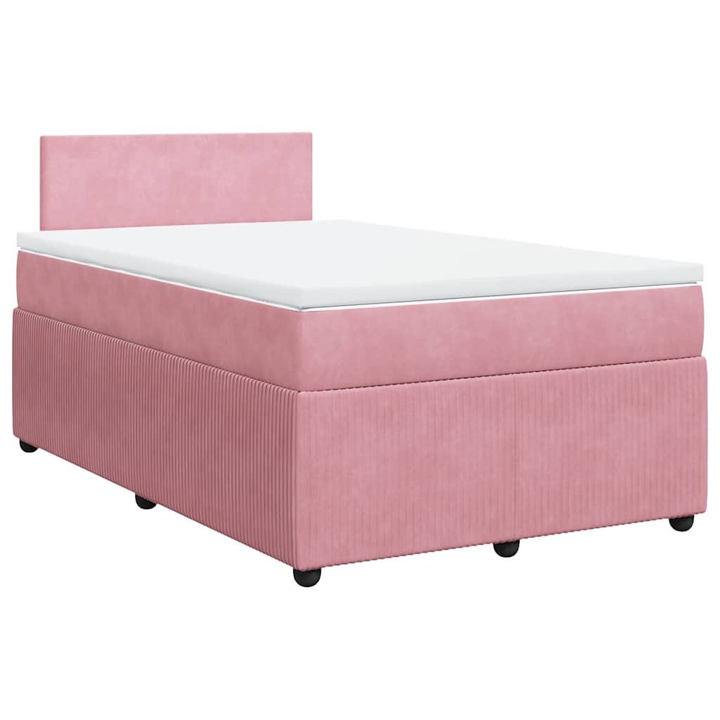 Boxspring met matras fluweel roze 120x200 cm is nu te koop bij PeponiXL, paradijselijk wonen!