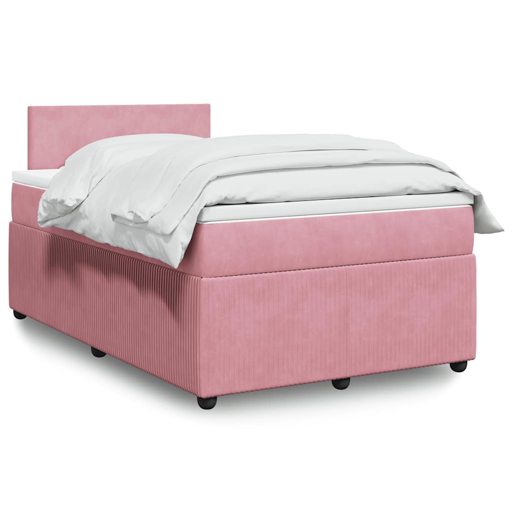 Boxspring met matras fluweel roze 120x200 cm is nu te koop bij PeponiXL, paradijselijk wonen!