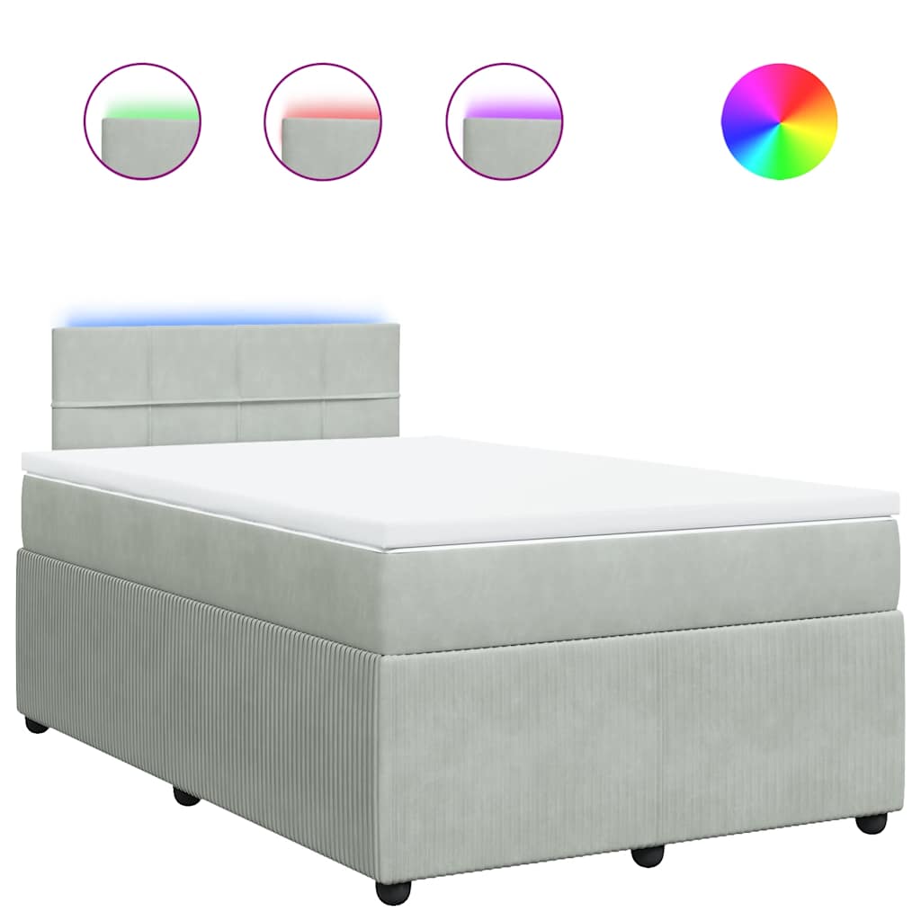 Boxspring met matras fluweel lichtgrijs 120x200 cm is nu te koop bij PeponiXL, paradijselijk wonen!