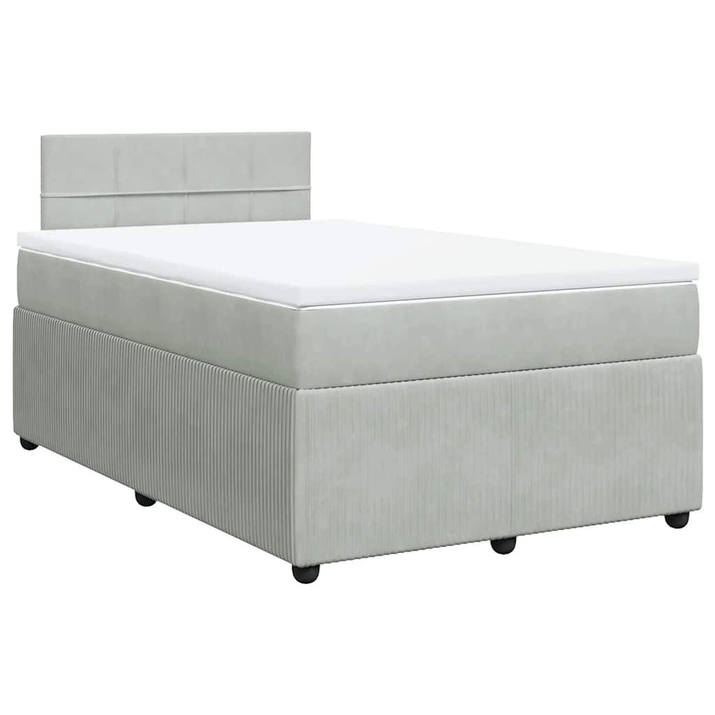 Boxspring met matras fluweel lichtgrijs 120x200 cm is nu te koop bij PeponiXL, paradijselijk wonen!