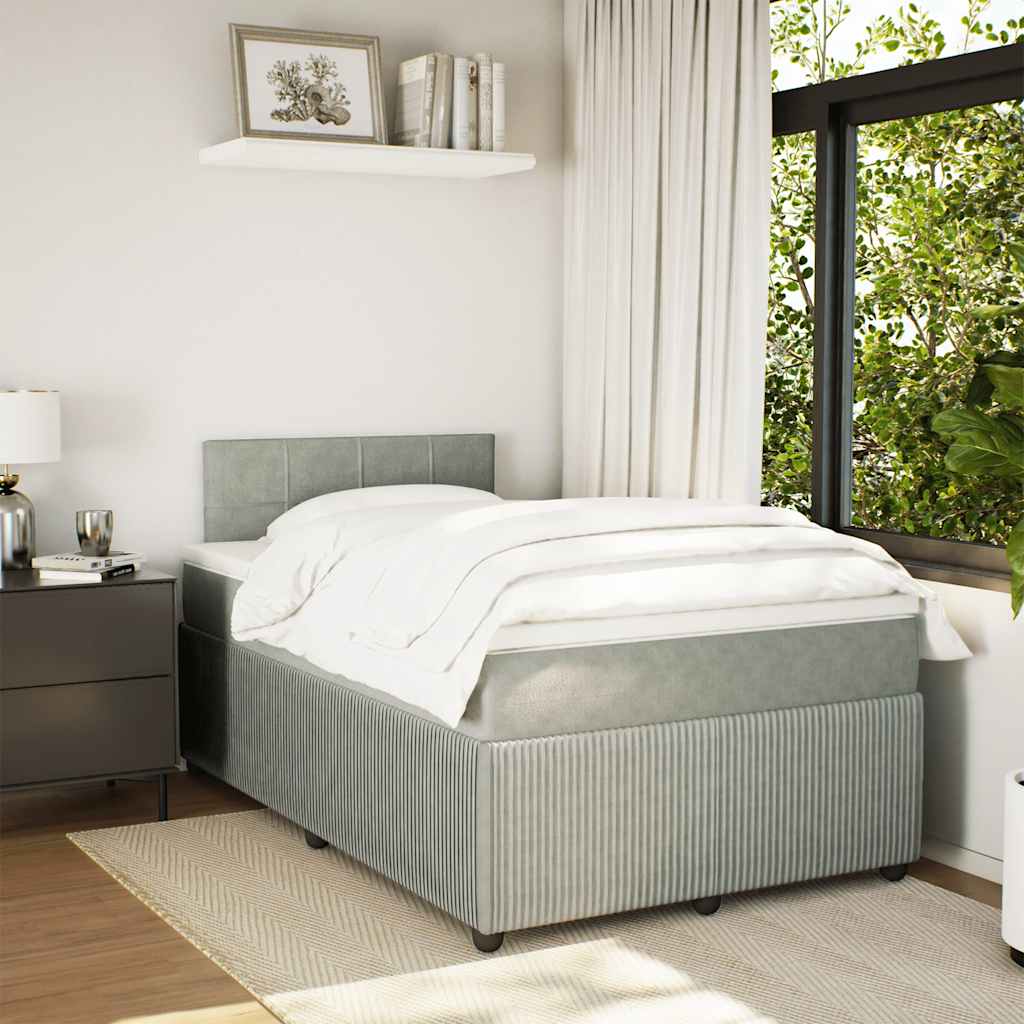 Boxspring met matras fluweel lichtgrijs 120x200 cm is nu te koop bij PeponiXL, paradijselijk wonen!