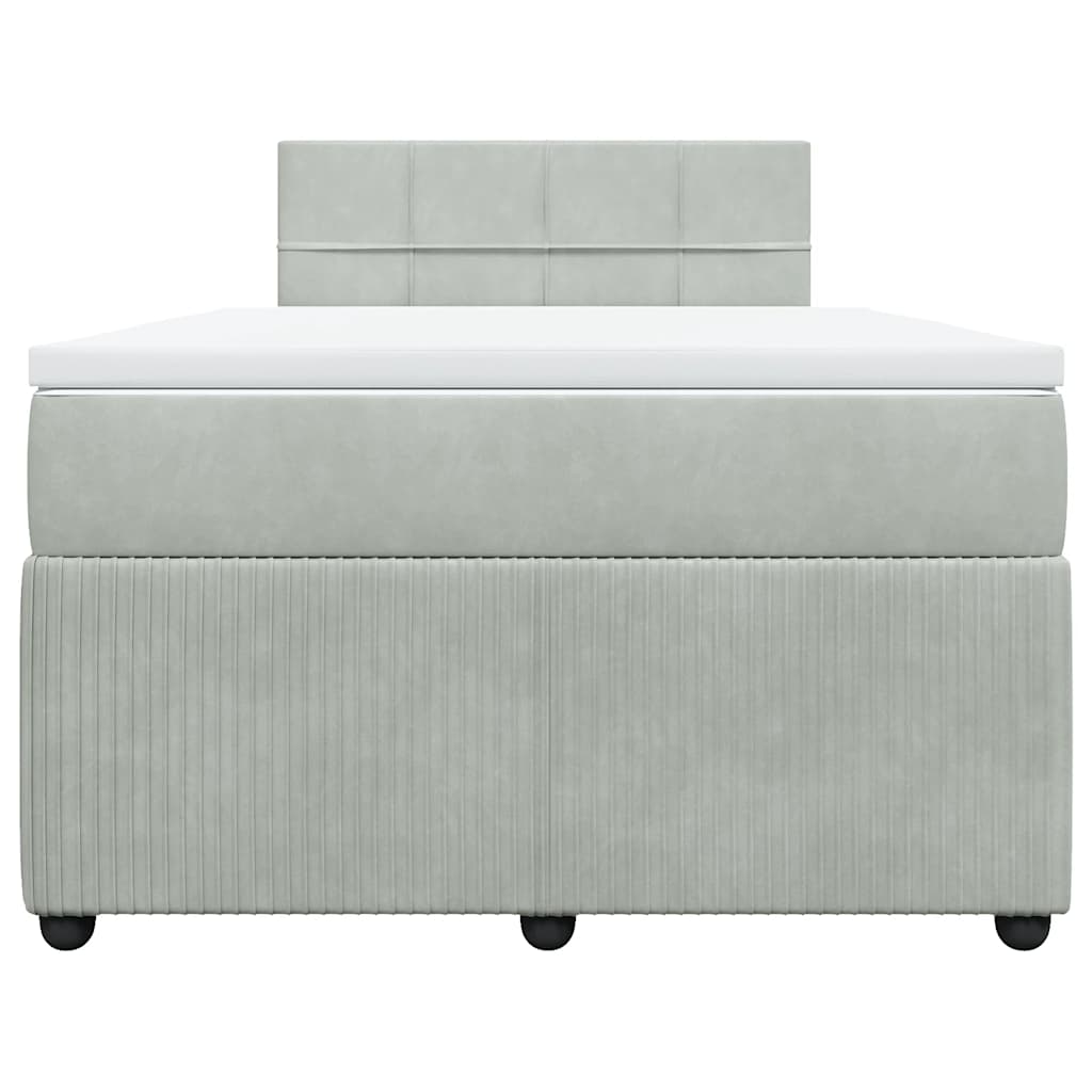 Boxspring met matras fluweel lichtgrijs 120x200 cm is nu te koop bij PeponiXL, paradijselijk wonen!
