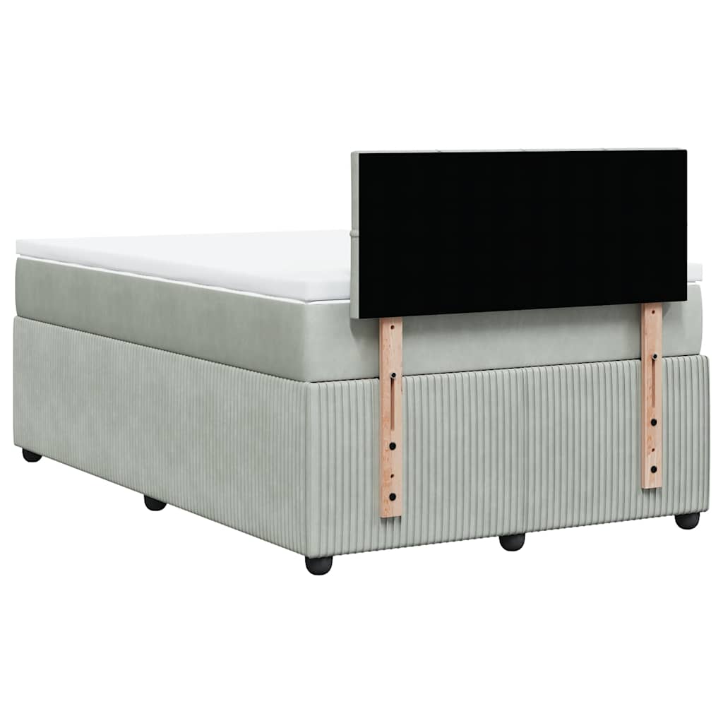 Boxspring met matras fluweel lichtgrijs 120x200 cm is nu te koop bij PeponiXL, paradijselijk wonen!