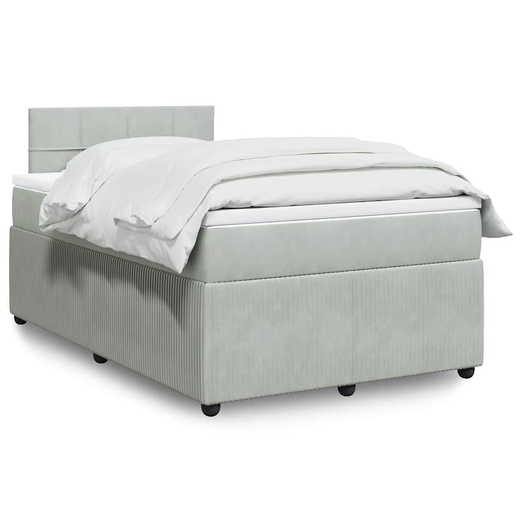 Boxspring met matras fluweel lichtgrijs 120x200 cm is nu te koop bij PeponiXL, paradijselijk wonen!
