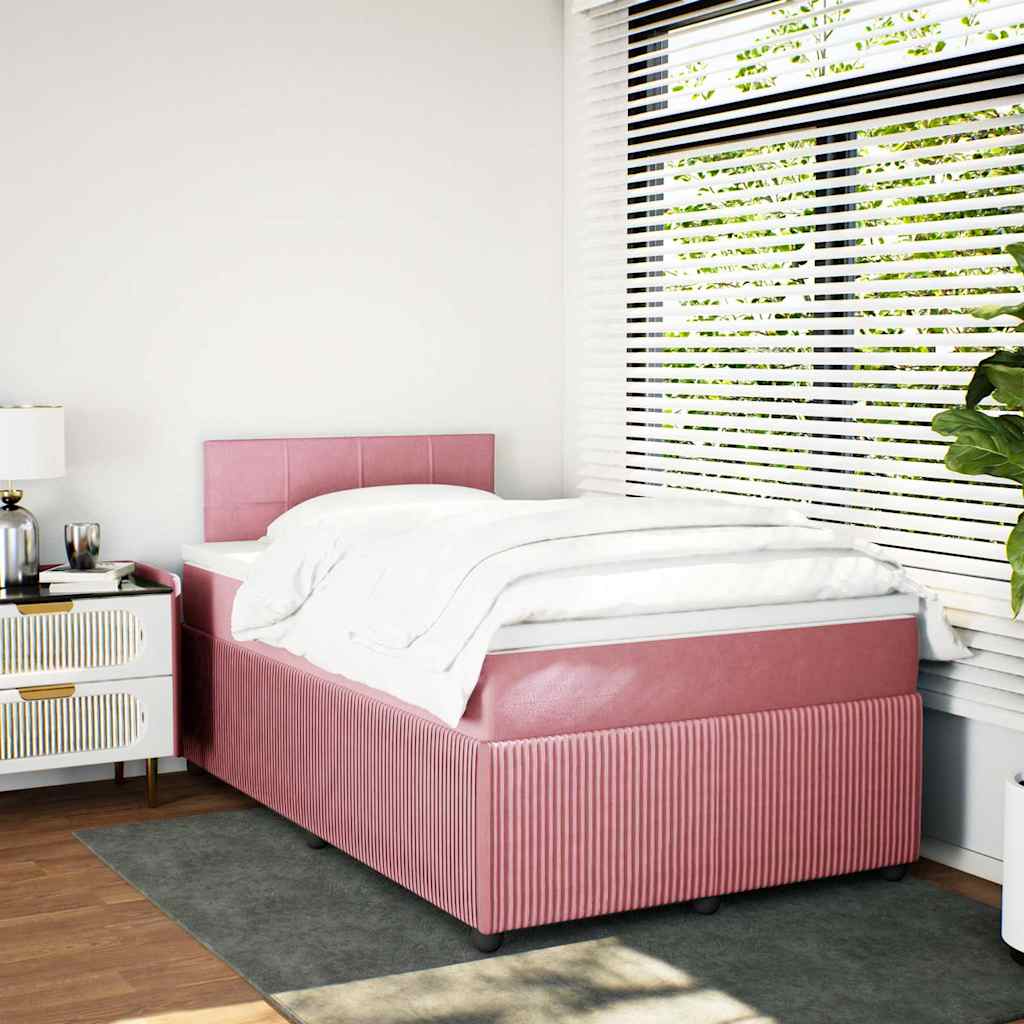 Boxspring met matras fluweel roze 120x200 cm is nu te koop bij PeponiXL, paradijselijk wonen!