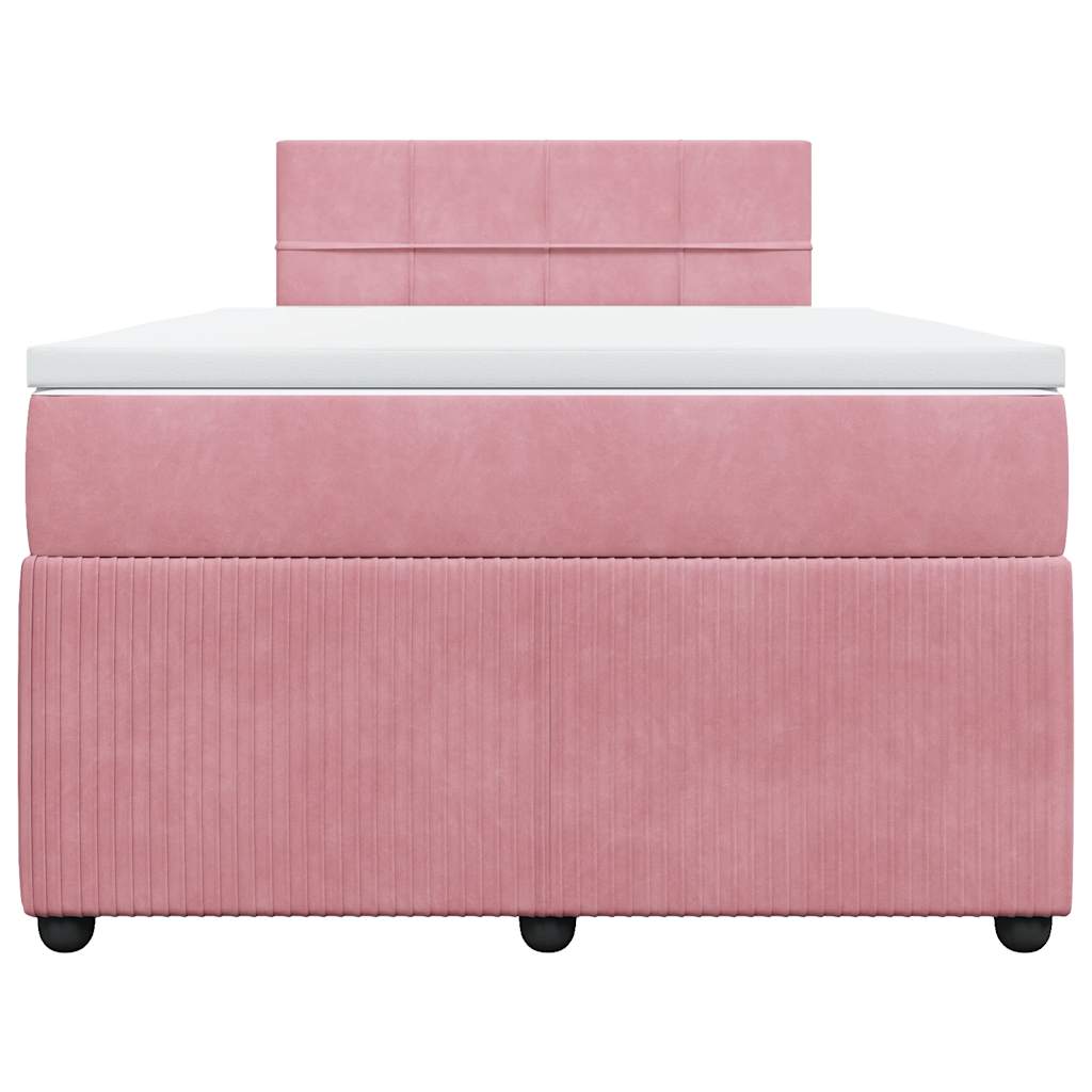 Boxspring met matras fluweel roze 120x200 cm is nu te koop bij PeponiXL, paradijselijk wonen!