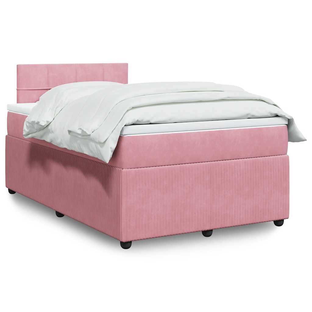 Boxspring met matras fluweel roze 120x200 cm is nu te koop bij PeponiXL, paradijselijk wonen!