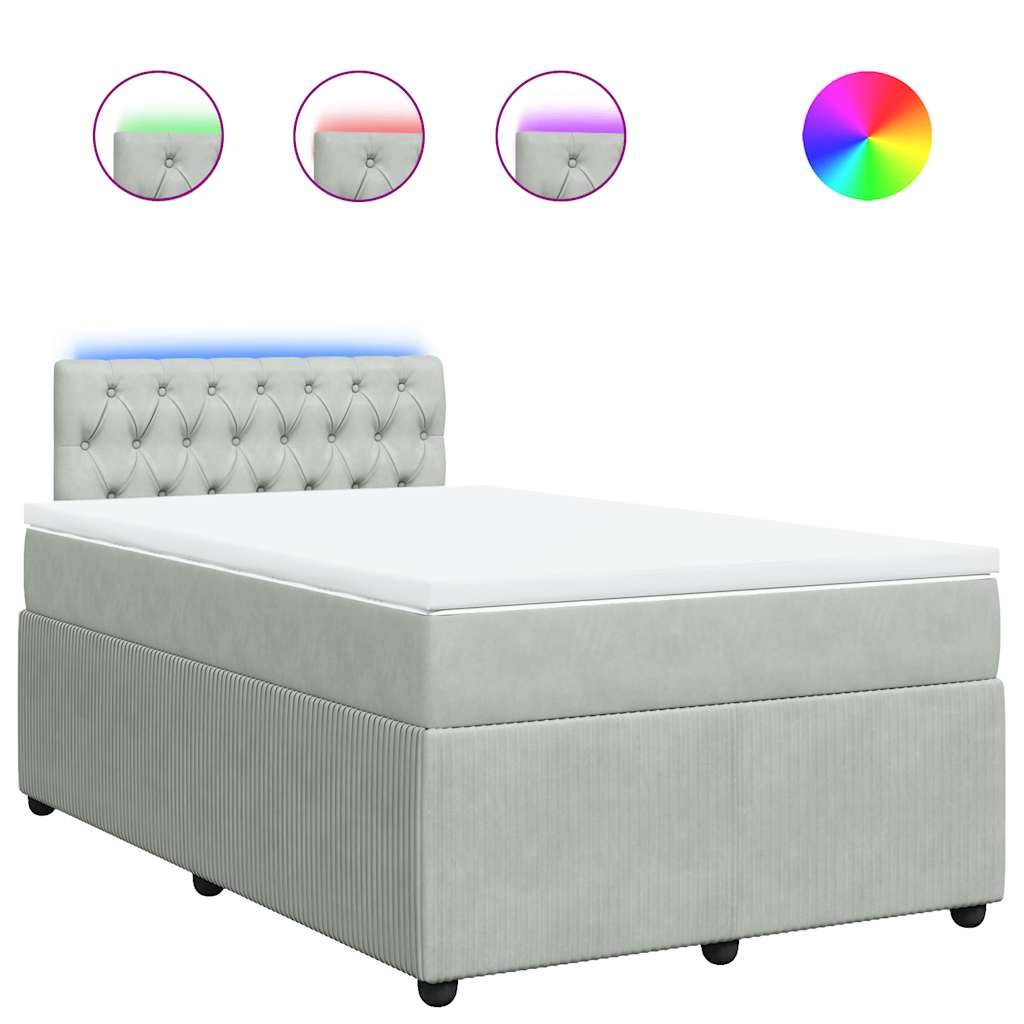 Boxspring met matras fluweel lichtgrijs 120x200 cm is nu te koop bij PeponiXL, paradijselijk wonen!