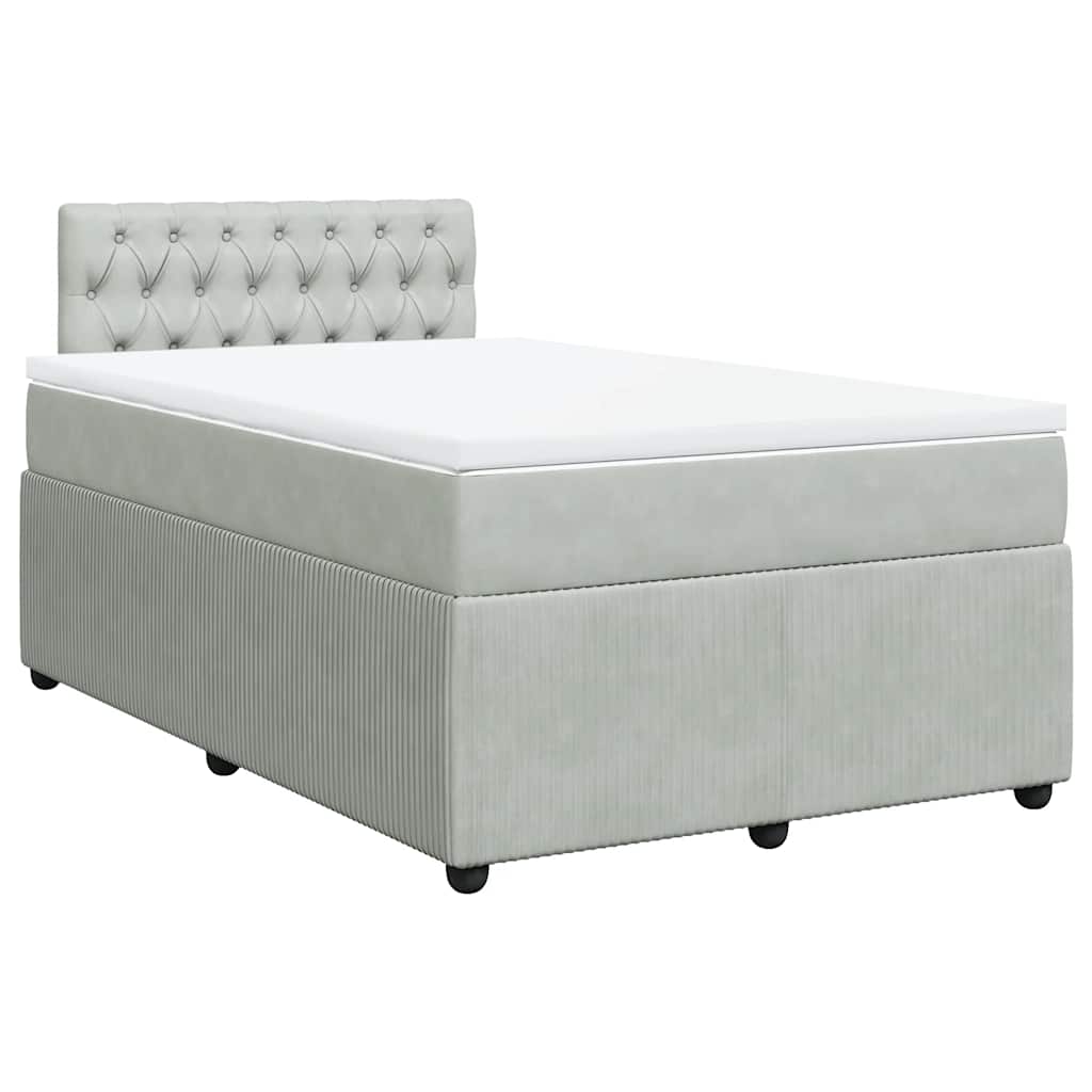 Boxspring met matras fluweel lichtgrijs 120x200 cm is nu te koop bij PeponiXL, paradijselijk wonen!