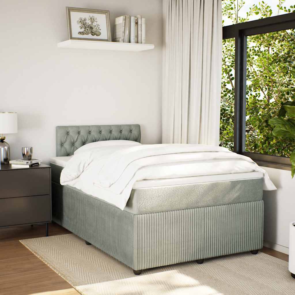 Boxspring met matras fluweel lichtgrijs 120x200 cm is nu te koop bij PeponiXL, paradijselijk wonen!