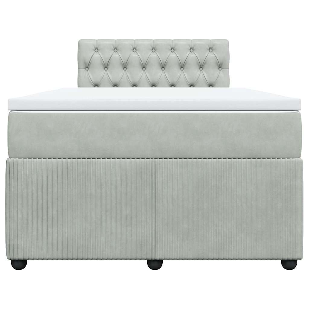 Boxspring met matras fluweel lichtgrijs 120x200 cm is nu te koop bij PeponiXL, paradijselijk wonen!