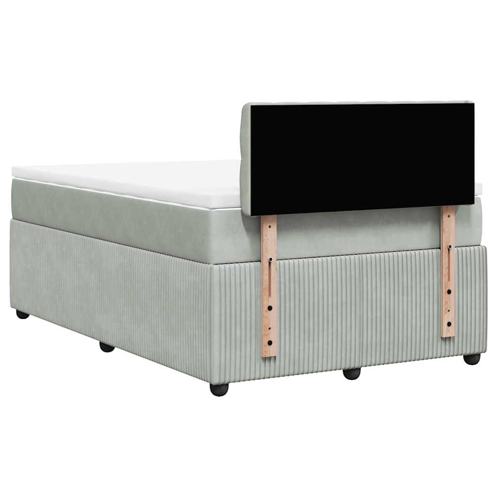 Boxspring met matras fluweel lichtgrijs 120x200 cm is nu te koop bij PeponiXL, paradijselijk wonen!