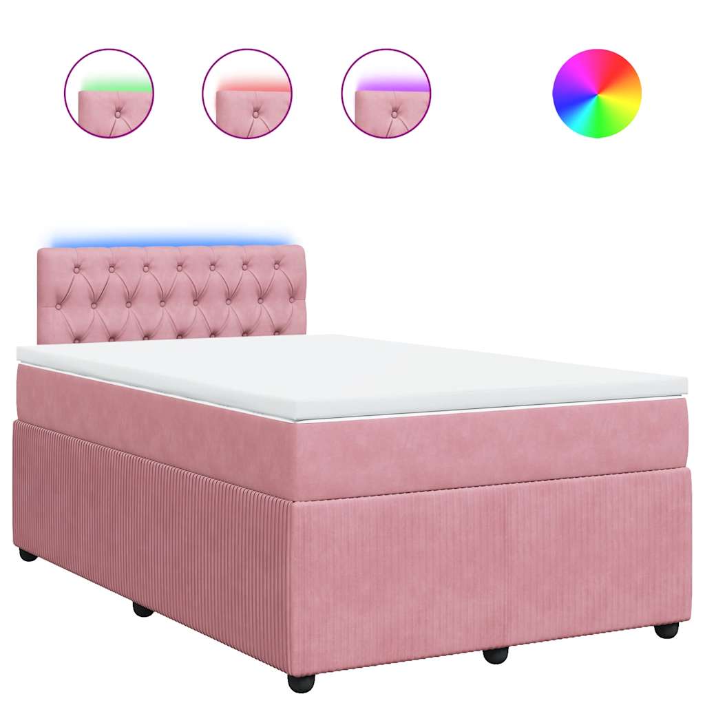 Boxspring met matras fluweel roze 120x200 cm is nu te koop bij PeponiXL, paradijselijk wonen!