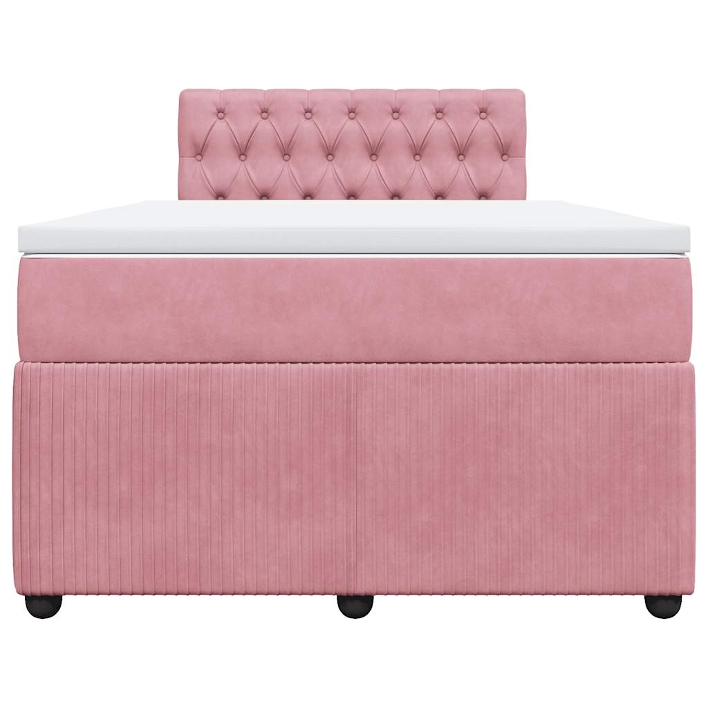 Boxspring met matras fluweel roze 120x200 cm is nu te koop bij PeponiXL, paradijselijk wonen!