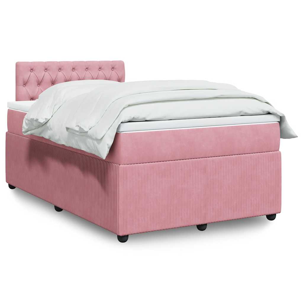 Boxspring met matras fluweel roze 120x200 cm is nu te koop bij PeponiXL, paradijselijk wonen!