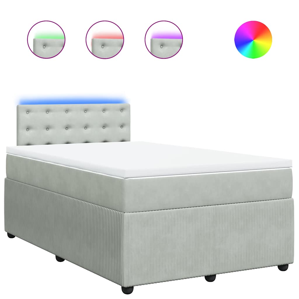 Boxspring met matras fluweel lichtgrijs 120x200 cm is nu te koop bij PeponiXL, paradijselijk wonen!