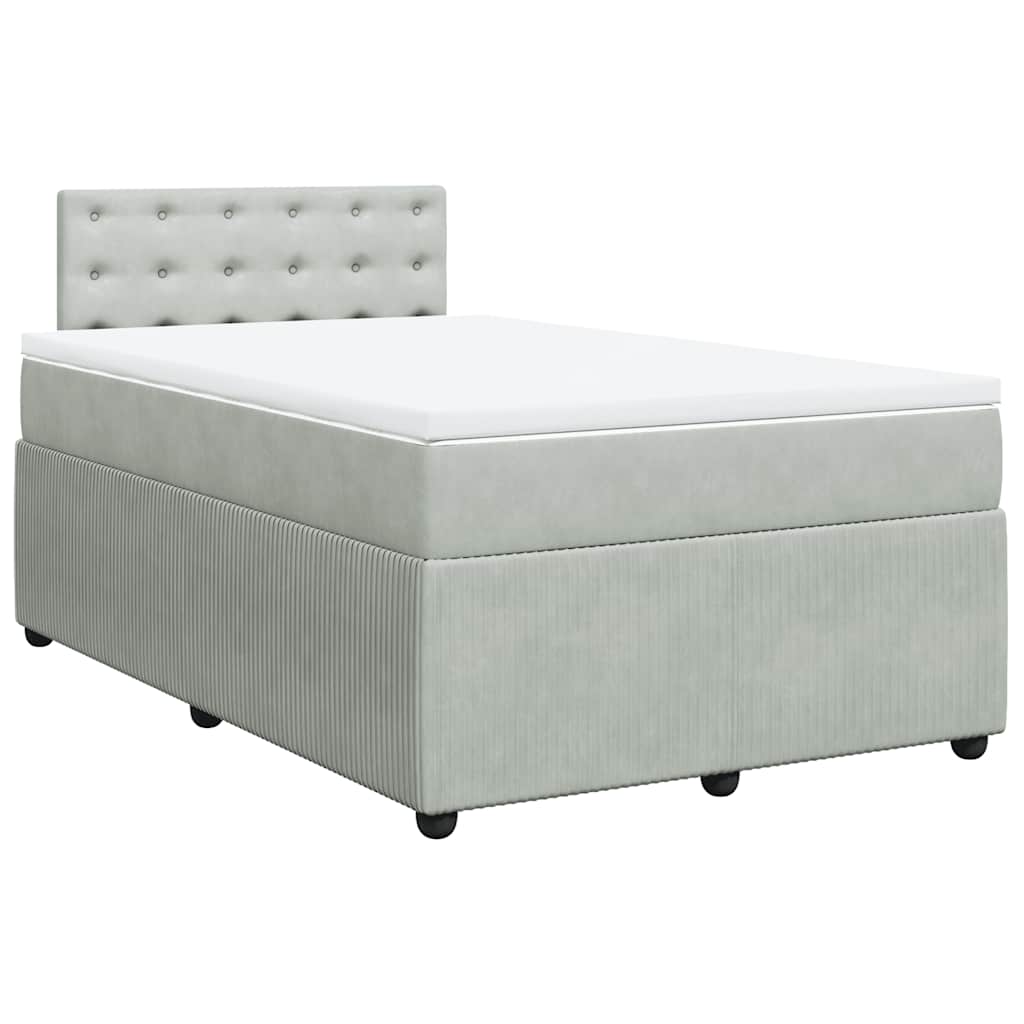 Boxspring met matras fluweel lichtgrijs 120x200 cm is nu te koop bij PeponiXL, paradijselijk wonen!