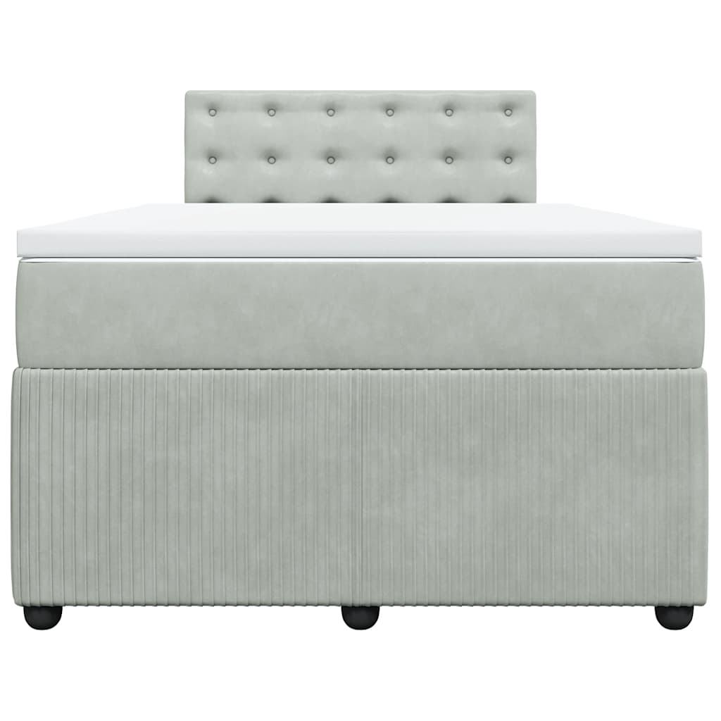 Boxspring met matras fluweel lichtgrijs 120x200 cm is nu te koop bij PeponiXL, paradijselijk wonen!