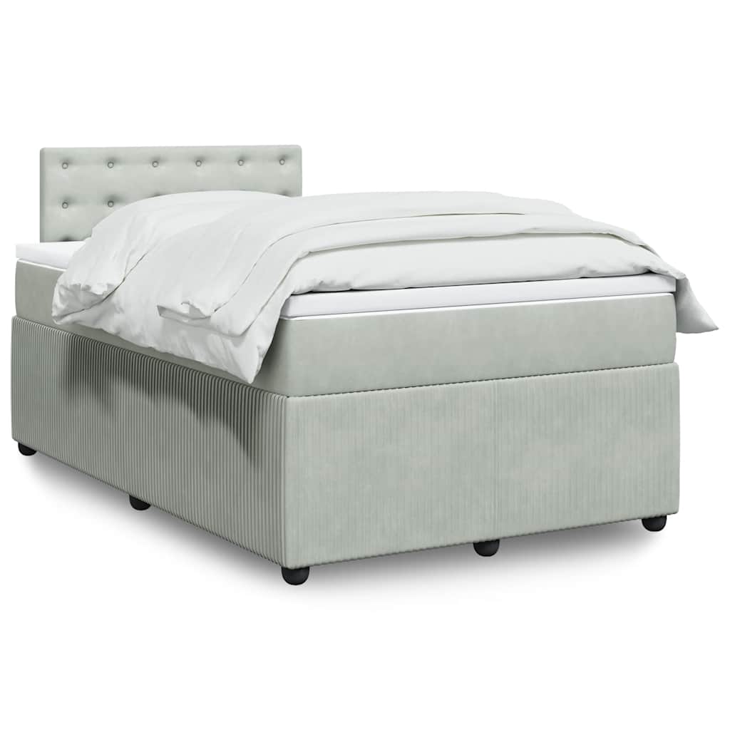 Boxspring met matras fluweel lichtgrijs 120x200 cm is nu te koop bij PeponiXL, paradijselijk wonen!