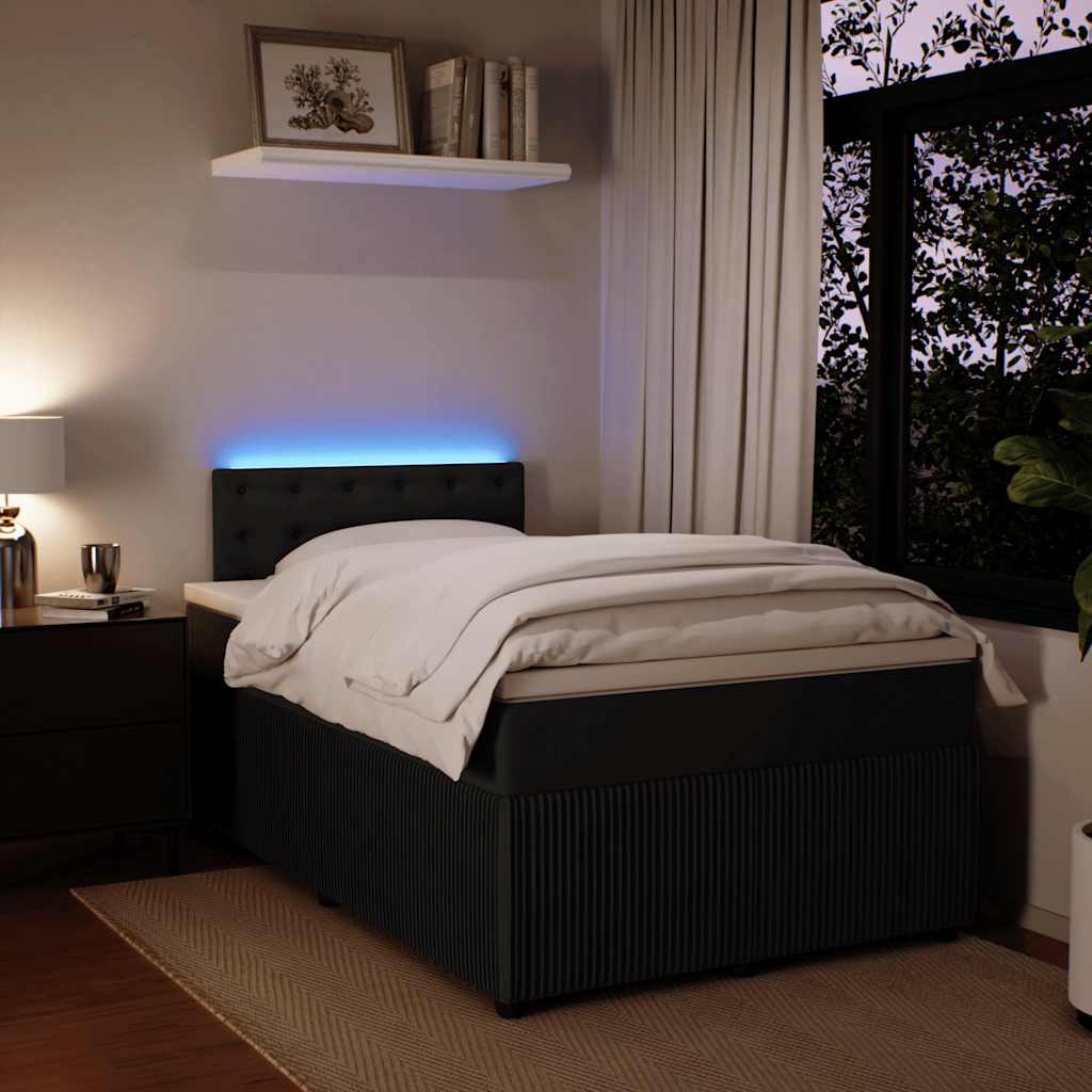 Boxspring met matras fluweel zwart 120x200 cm is nu te koop bij PeponiXL, paradijselijk wonen!