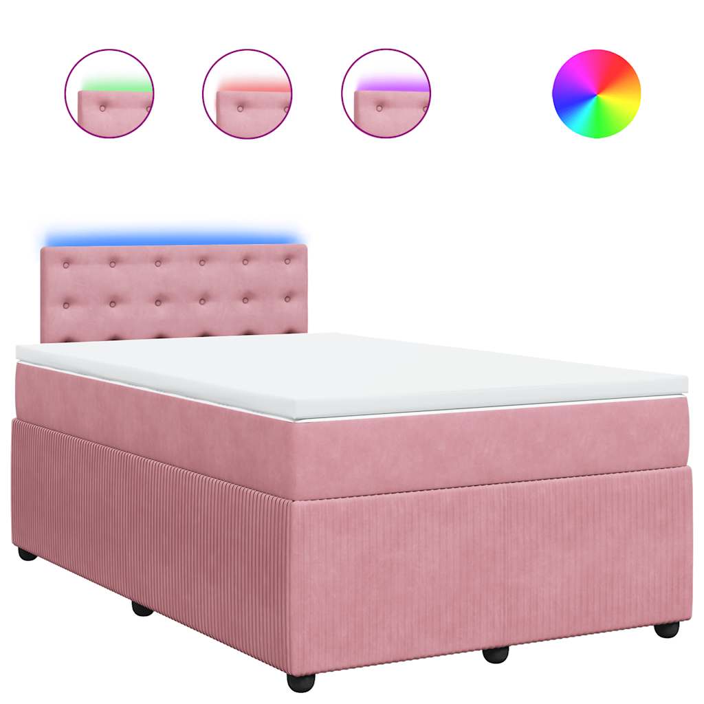 Boxspring met matras fluweel roze 120x200 cm is nu te koop bij PeponiXL, paradijselijk wonen!
