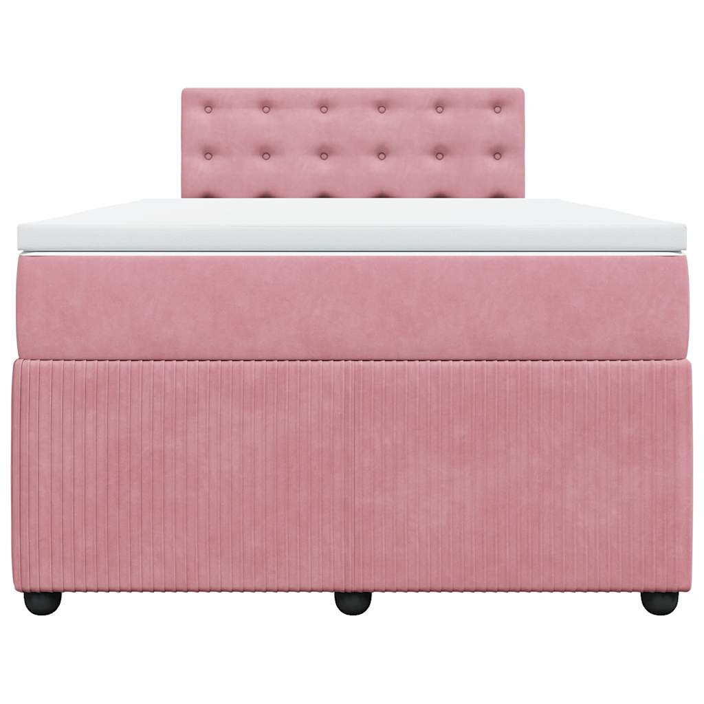 Boxspring met matras fluweel roze 120x200 cm is nu te koop bij PeponiXL, paradijselijk wonen!