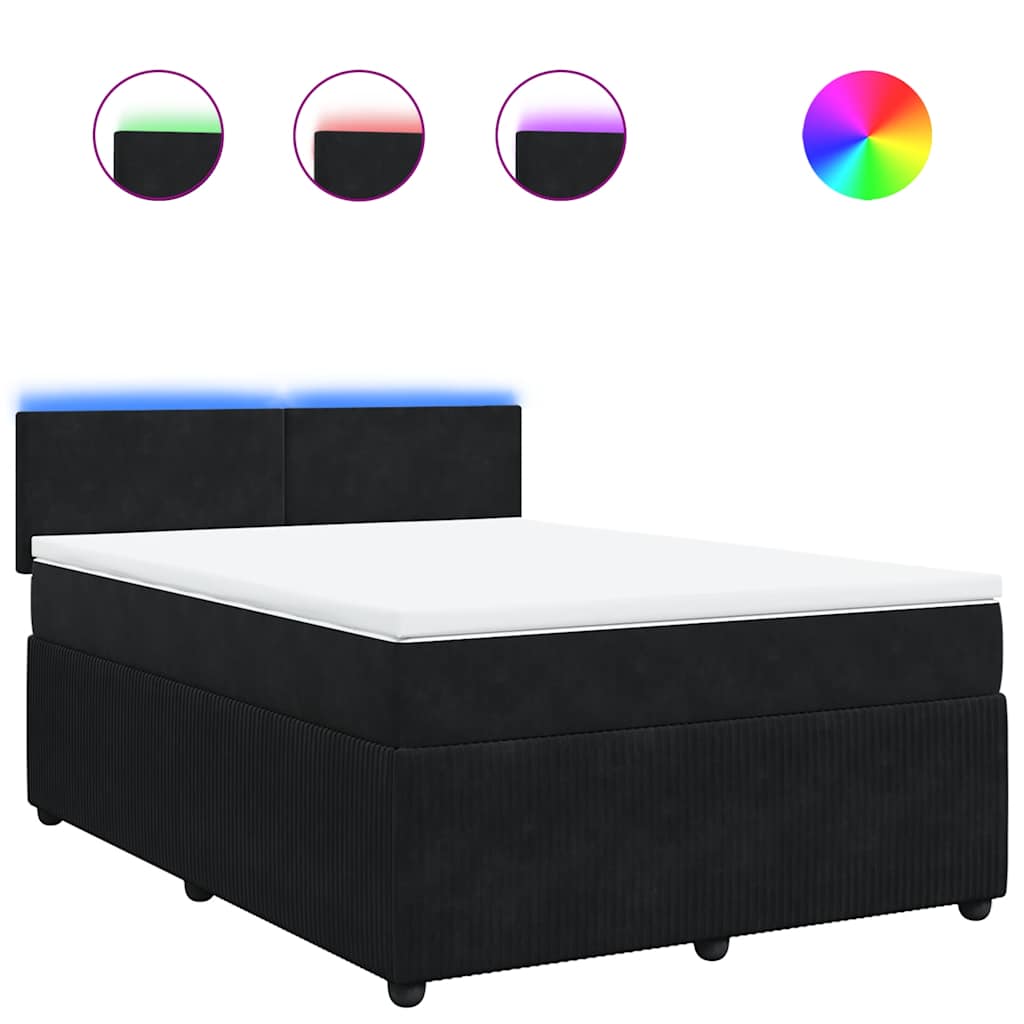 Boxspring met matras fluweel zwart 140x190 cm is nu te koop bij PeponiXL, paradijselijk wonen!