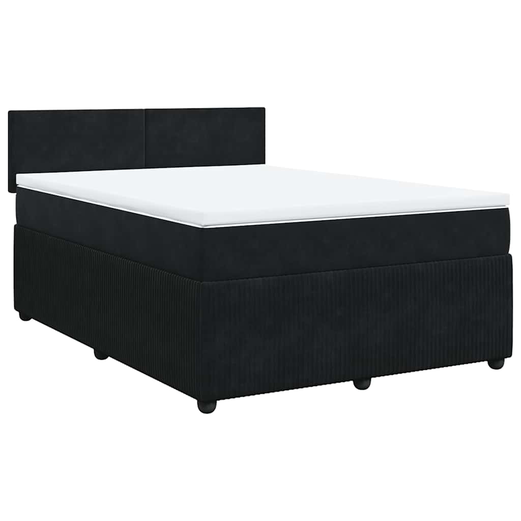 Boxspring met matras fluweel zwart 140x190 cm is nu te koop bij PeponiXL, paradijselijk wonen!