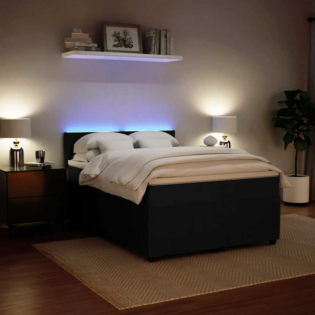 Boxspring met matras fluweel zwart 140x190 cm is nu te koop bij PeponiXL, paradijselijk wonen!