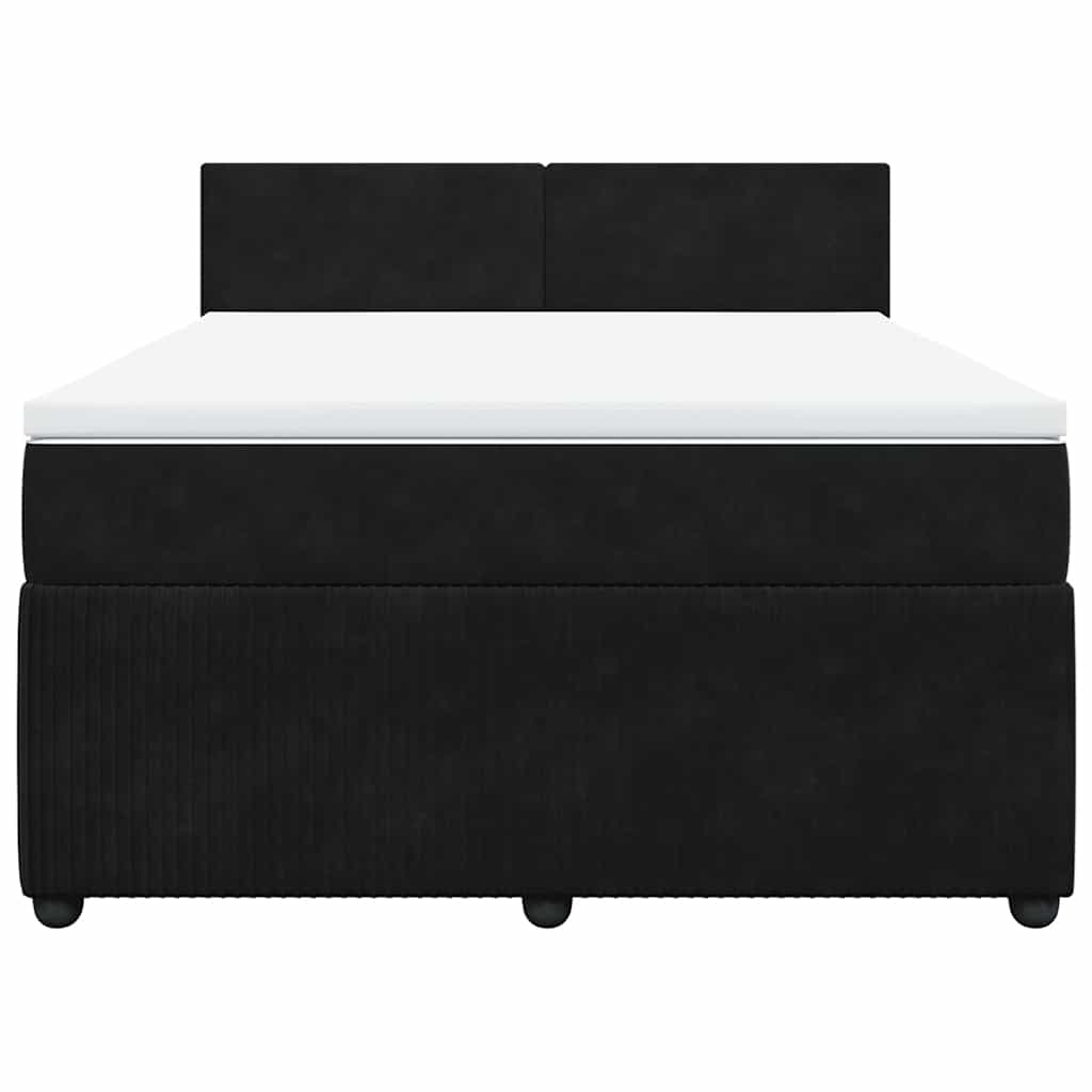 Boxspring met matras fluweel zwart 140x190 cm is nu te koop bij PeponiXL, paradijselijk wonen!