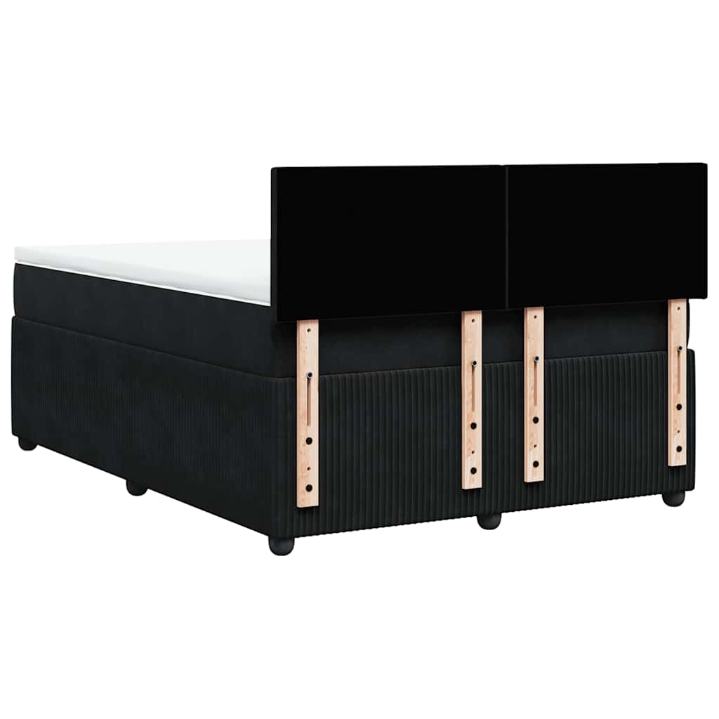 Boxspring met matras fluweel zwart 140x190 cm is nu te koop bij PeponiXL, paradijselijk wonen!