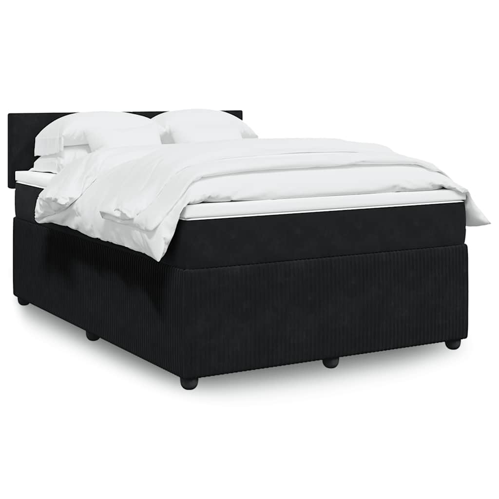 Boxspring met matras fluweel zwart 140x190 cm is nu te koop bij PeponiXL, paradijselijk wonen!