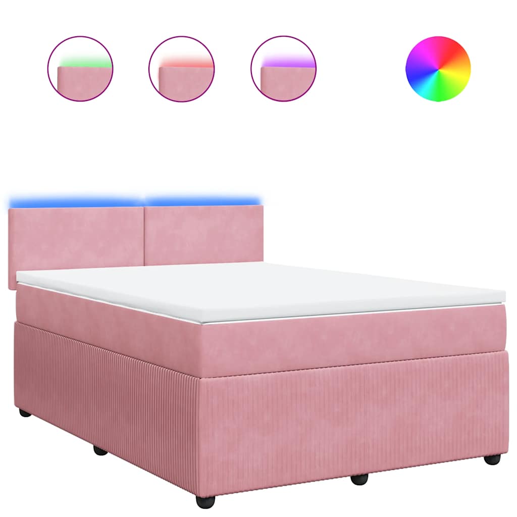 Boxspring met matras fluweel roze 140x190 cm is nu te koop bij PeponiXL, paradijselijk wonen!