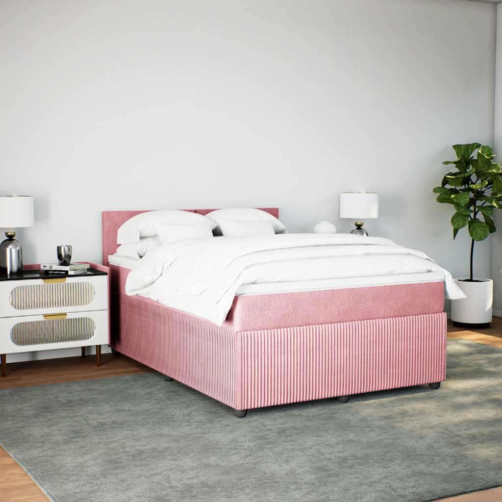 Boxspring met matras fluweel roze 140x190 cm is nu te koop bij PeponiXL, paradijselijk wonen!