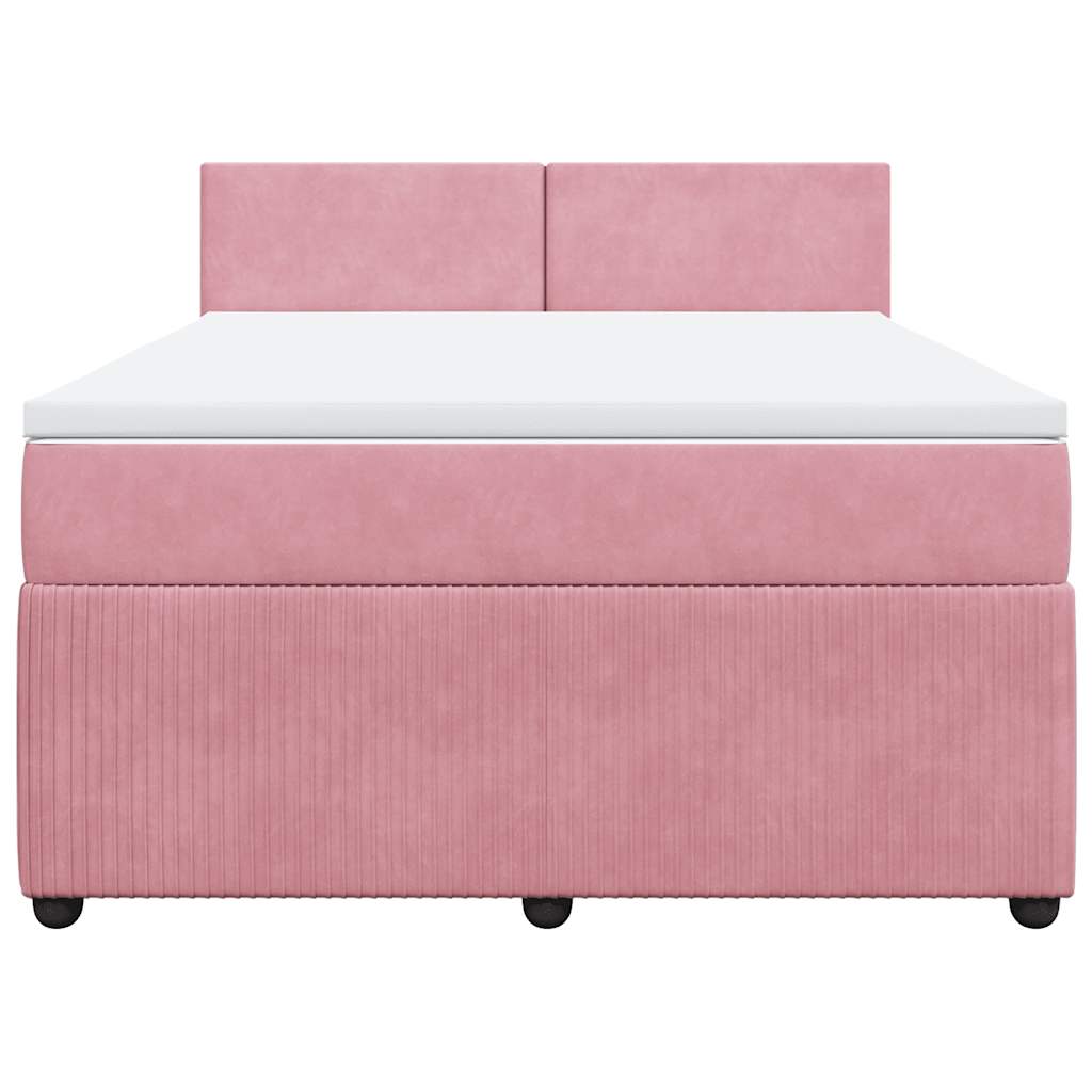 Boxspring met matras fluweel roze 140x190 cm is nu te koop bij PeponiXL, paradijselijk wonen!