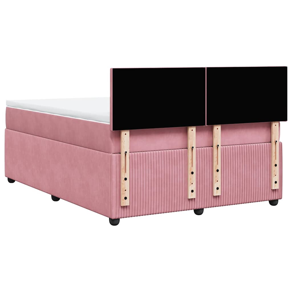 Boxspring met matras fluweel roze 140x190 cm is nu te koop bij PeponiXL, paradijselijk wonen!