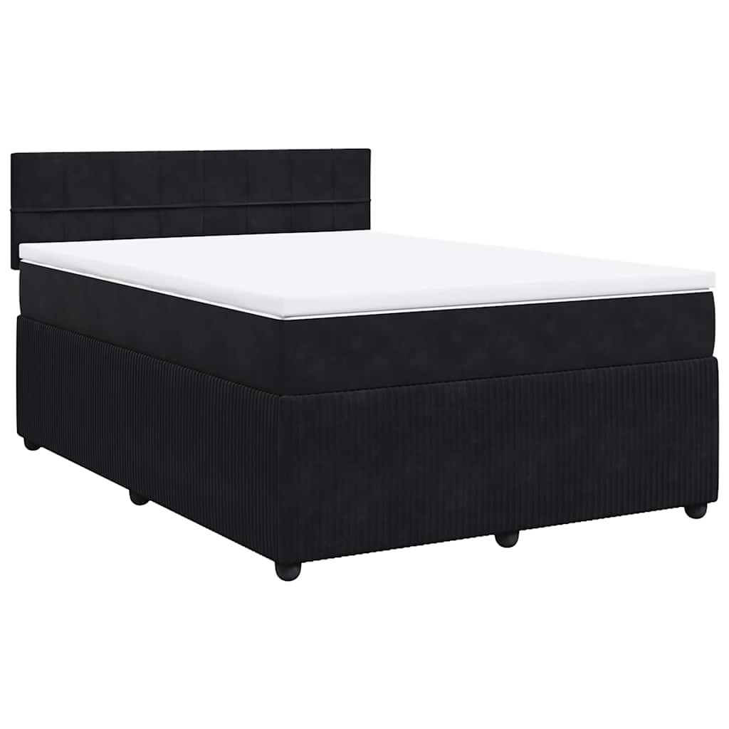 Boxspring met matras fluweel zwart 140x190 cm is nu te koop bij PeponiXL, paradijselijk wonen!