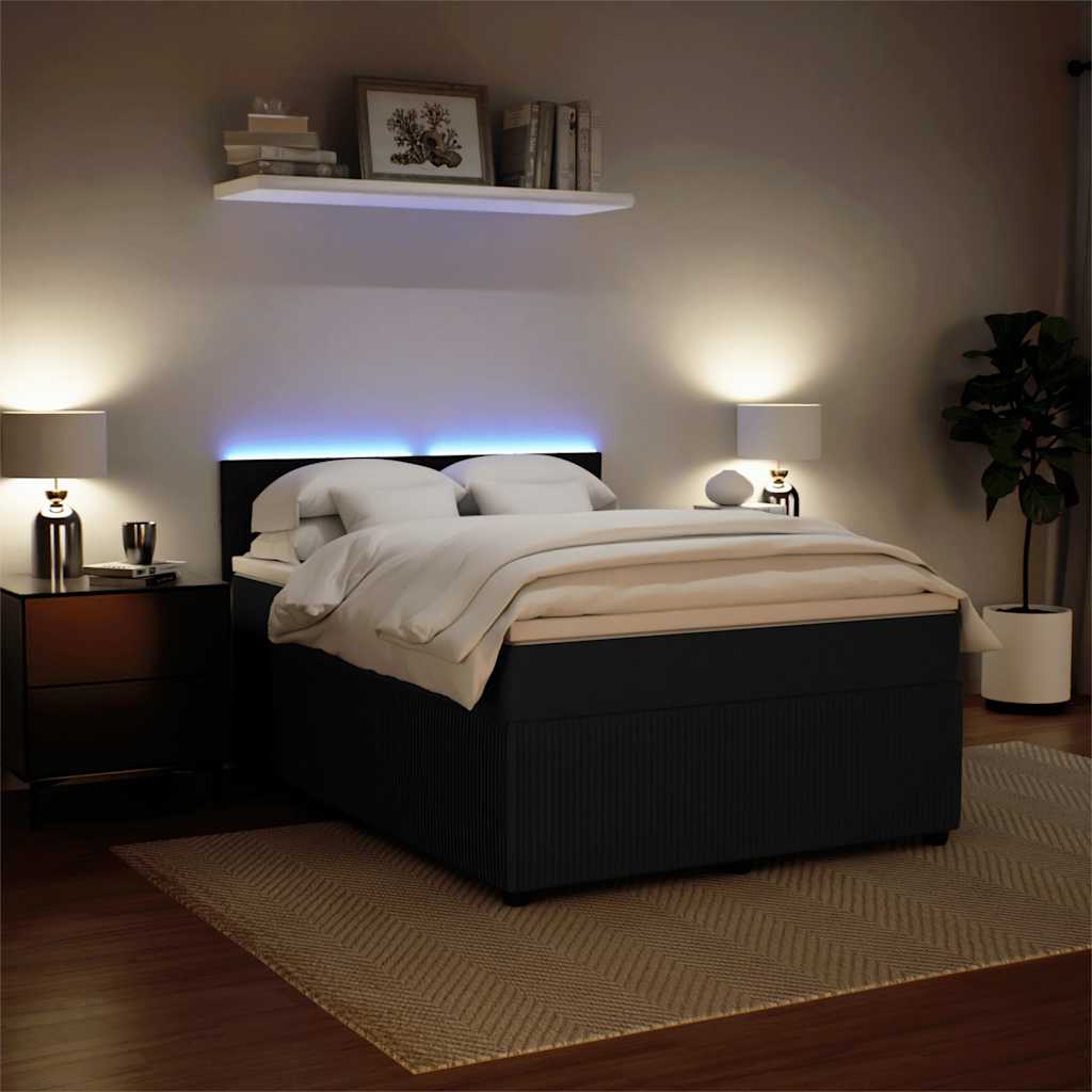 Boxspring met matras fluweel zwart 140x190 cm is nu te koop bij PeponiXL, paradijselijk wonen!
