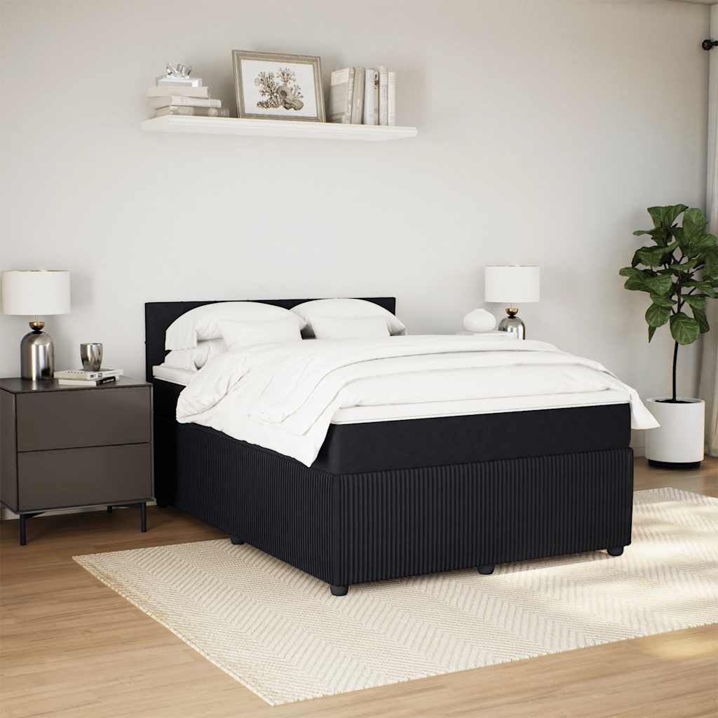 Boxspring met matras fluweel zwart 140x190 cm is nu te koop bij PeponiXL, paradijselijk wonen!