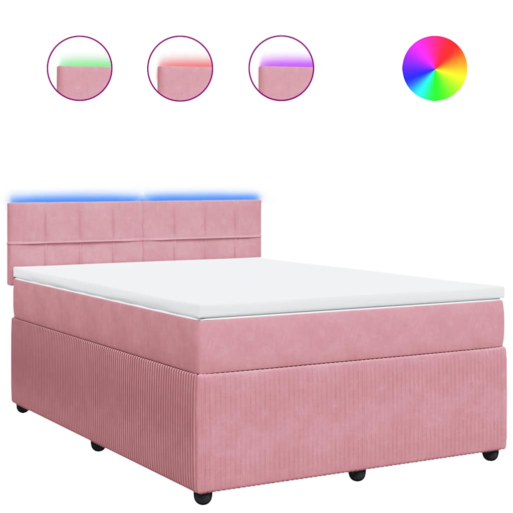 Boxspring met matras fluweel roze 140x190 cm is nu te koop bij PeponiXL, paradijselijk wonen!