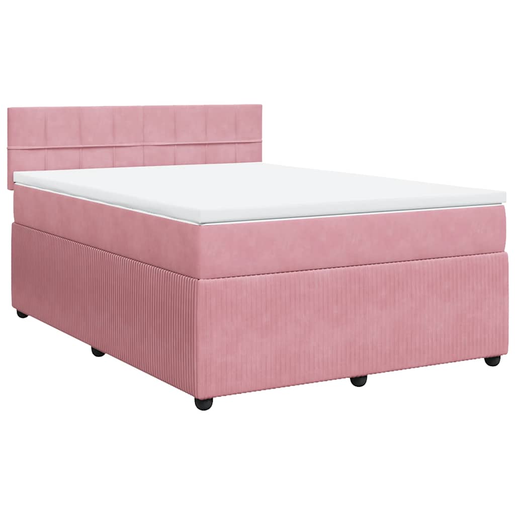 Boxspring met matras fluweel roze 140x190 cm is nu te koop bij PeponiXL, paradijselijk wonen!