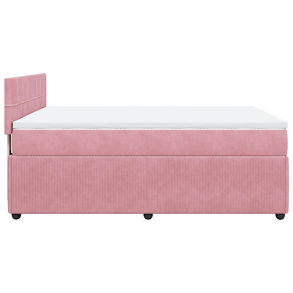 Boxspring met matras fluweel roze 140x190 cm is nu te koop bij PeponiXL, paradijselijk wonen!